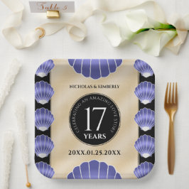 Elegant 17th Shells Wedding Jubileum Papieren Bordje