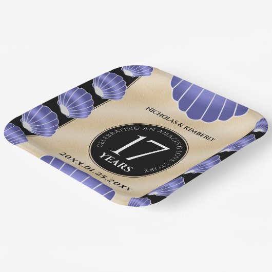 Elegant 17th Shells Wedding Jubileum Papieren Bordje (Gebogen)