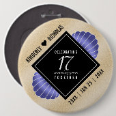 Elegant 17th Shells Wedding Jubileum Ronde Button 6,0 Cm (Voorkant /achterkant)