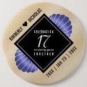 Elegant 17th Shells Wedding Jubileum Ronde Button 6,0 Cm (Voorkant)