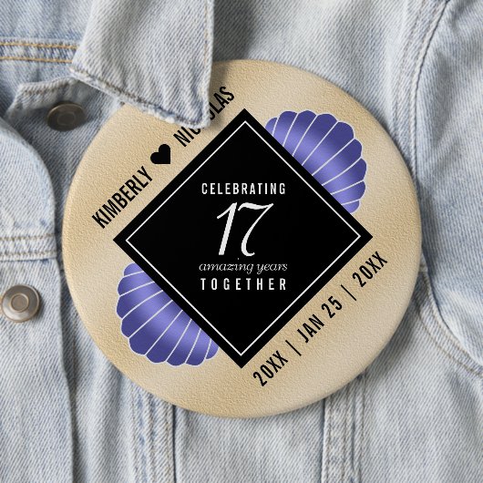 Elegant 17th Shells Wedding Jubileum Ronde Button 6,0 Cm (In situ)