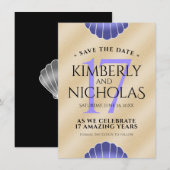 Elegant 17th Shells Wedding Jubileum Save The Date (Voorkant / Achterkant)
