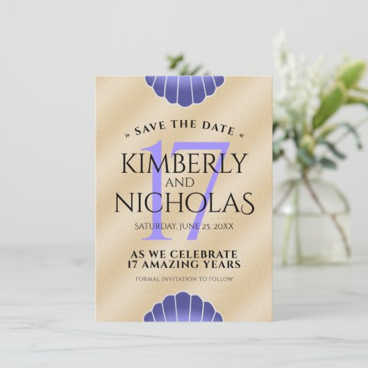 Elegant 17th Shells Wedding Jubileum Save The Date (Staand voorkant)