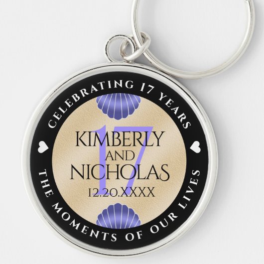 Elegant 17th Shells Wedding Jubileum Sleutelhanger (Voorkant)