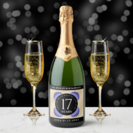 Elegant 17th Shells Wedding Jubileum Sparkling Wijnetiket