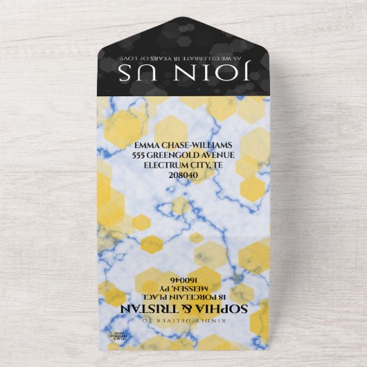 Elegant 18e Porcelain Wedding Jubileum All In One Uitnodiging (Buitenkant)