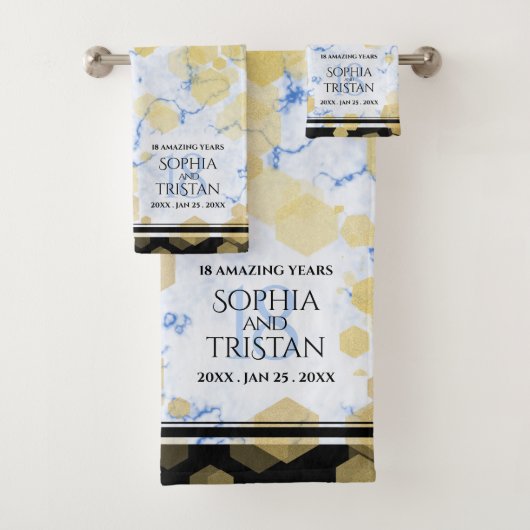 Elegant 18e Porcelain Wedding Jubileum Bad Handdoek (Insitu)