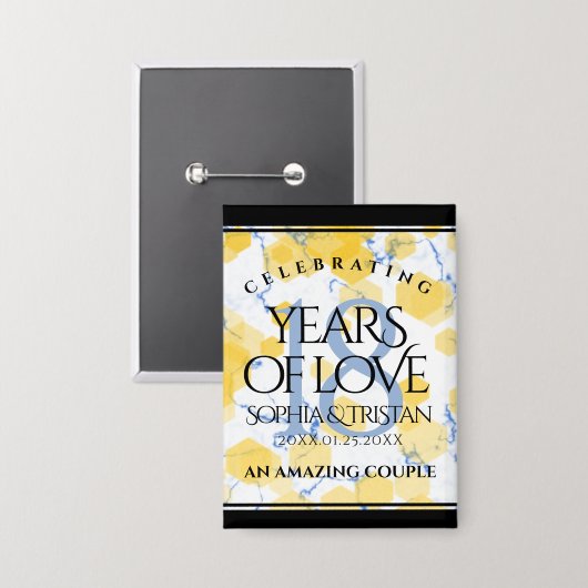 Elegant 18e Porcelain Wedding Jubileum Button (Voorkant / Achterkant)