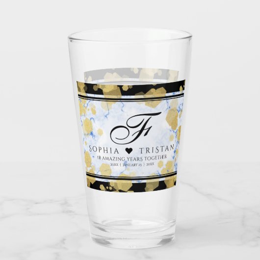 Elegant 18e Porcelain Wedding Jubileum Glas (Achterkant)