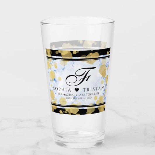 Elegant 18e Porcelain Wedding Jubileum Glas (Voorkant)