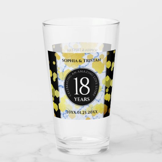 Elegant 18e Porcelain Wedding Jubileum Glas (Achterkant)