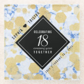 Elegant 18e Porcelain Wedding Jubileum Glazen Onderzetter (Voorkant)