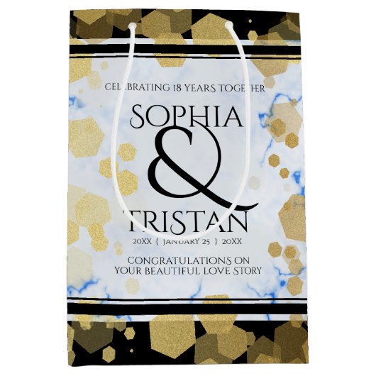 Elegant 18e Porcelain Wedding Jubileum Medium Cadeauzakje (Voorkant)