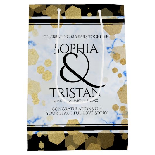 Elegant 18e Porcelain Wedding Jubileum Medium Cadeauzakje (Achterkant)