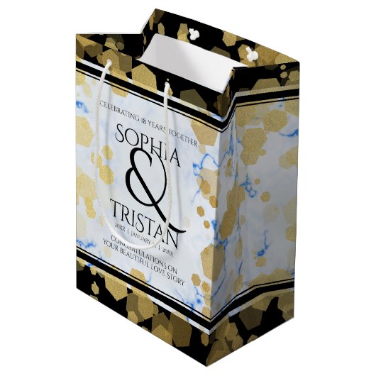 Elegant 18e Porcelain Wedding Jubileum Medium Cadeauzakje (Achterkant Gekanteld)