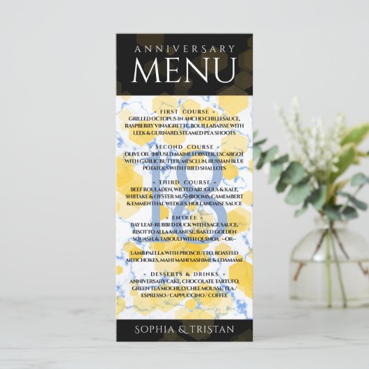 Elegant 18e Porcelain Wedding Jubileum Menu (Staand voorkant)