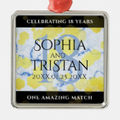 Elegant 18e Porcelain Wedding Jubileum Metalen Ornament (Voorkant)