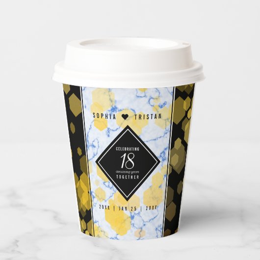 Elegant 18e Porcelain Wedding Jubileum Papieren Bekers (Voorkant)