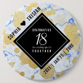 Elegant 18e Porcelain Wedding Jubileum Ronde Button 6,0 Cm (Voorkant)