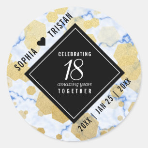 Elegant 18e Porcelain Wedding Jubileum Ronde Sticker