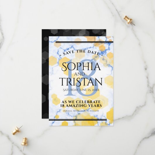 Elegant 18e Porcelain Wedding Jubileum Save The Date (Voorkant / Achterkant in situ)