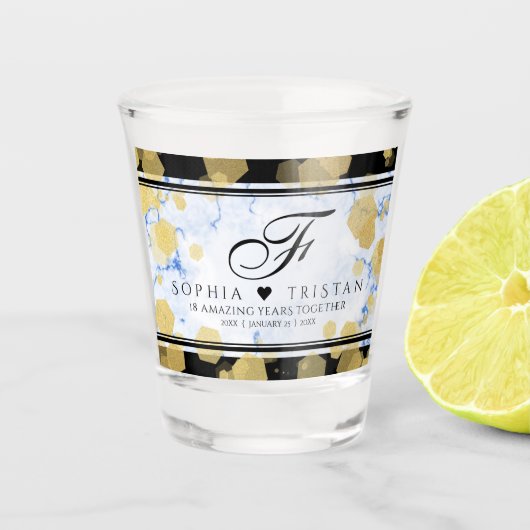 Elegant 18e Porcelain Wedding Jubileum Shot Glas (Voorkant)