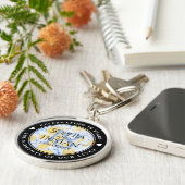 Elegant 18e Porcelain Wedding Jubileum Sleutelhanger (Zijkant)