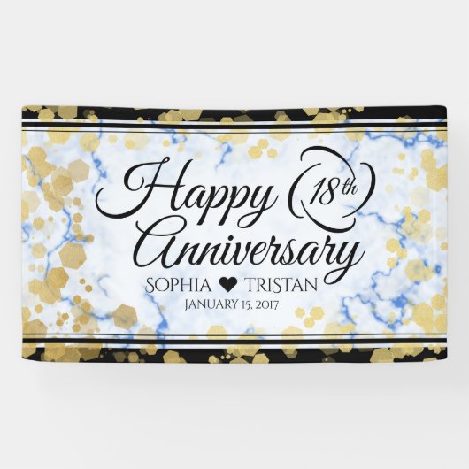 Elegant 18e Porcelain Wedding Jubileum Spandoek (Horizontaal)