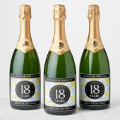 Elegant 18e Porcelain Wedding Jubileum Sparkling Wijnetiket (Flessen)