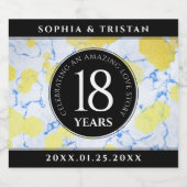 Elegant 18e Porcelain Wedding Jubileum Sparkling Wijnetiket (Enkel label)