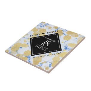 Elegant 18e Porcelain Wedding Jubileum Tegeltje