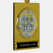 Elegant 18e Porcelain Wedding Jubileum Verguld Banner Ornament (Rechts)