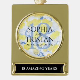 Elegant 18e Porcelain Wedding Jubileum Verguld Banner Ornament