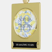 Elegant 18e Porcelain Wedding Jubileum Verguld Banner Ornament (Links)