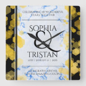 Elegant 18e Porcelain Wedding Jubileum Vierkante Klok (Voorkant)