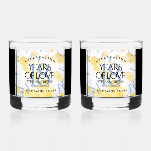 Elegant 18e Porcelain Wedding Jubileum Whisky Glas (Voorkant)