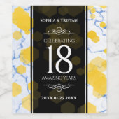 Elegant 18e Porcelain Wedding Jubileum Wijn Etiket (Enkel label)