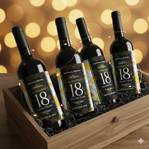 Elegant 18e Porcelain Wedding Jubileum Wijn Etiket