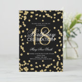 Elegant 18e verjaardag Gold Glitter Confetti Black Kaart (Staand voorkant)