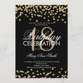 Elegant 18e verjaardag Gold Glitter Confetti Black Kaart