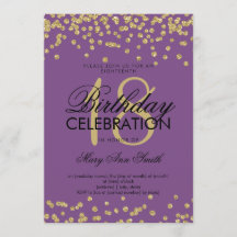 Elegant 18e verjaardag Gold Glitter Confetti Paars