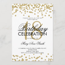 Elegant 18e verjaardag Gold Glitter Confetti White