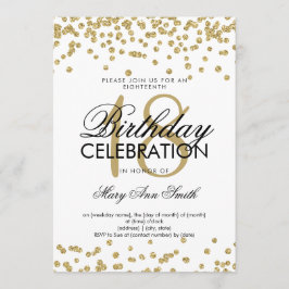 Elegant 18e verjaardag Gold Glitter Confetti White Kaart