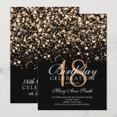 Elegant 18th Birthday Party Gold Midnight Glam Kaart (Voorkant / Achterkant)