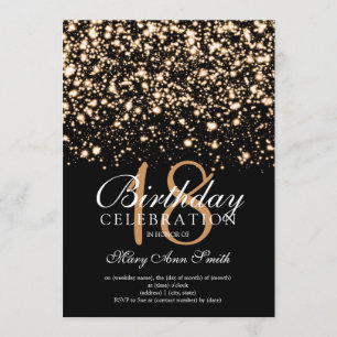 Elegant 18th Birthday Party Gold Midnight Glam Kaart