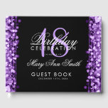 Elegant 18th Birthday Party Sparkles Paars Gastenboek<br><div class="desc">Elegant 18e verjaardag Gastboek w / Party Sparkles Paarse</div>
