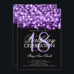 Elegant 18th Birthday Party Sparkles Paars Kaart<br><div class="desc">Elegant 18th Birthday Party Sparkles Paarse call sjabloon. Lichten,  snaren en sparken. Geweldig voor verjaardagen van alle leeftijden!</div>