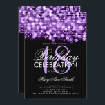 Elegant 18th Birthday Party Sparkles Paars Kaart<br><div class="desc">Elegant 18th Birthday Party Sparkles Paarse call sjabloon. Lichten,  snaren en sparken. Geweldig voor verjaardagen van alle leeftijden!</div>