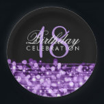 Elegant 18th Birthday Party Sparkles Paars Papieren Bordje<br><div class="desc">Elegant 18th Birthday Party Sparkles Paars design.</div>