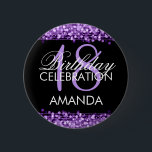 Elegant 18th Birthday Party Sparkles Paars Ronde Button 5,7 Cm<br><div class="desc">Elegant 18th Birthday Party Sparkles Paarse name tag sjabloon. Eenvoudig te gebruiken en eenvoudig aan te passen. Bestel vandaag nog!</div>